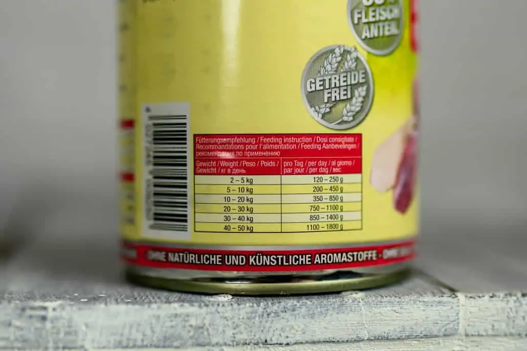 Fütterungsempfehlung von Mac's Dog