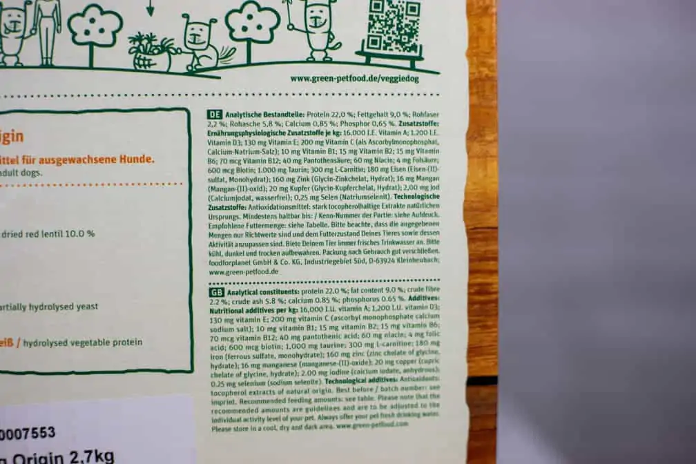 Green Petfood VeggieDog Origin