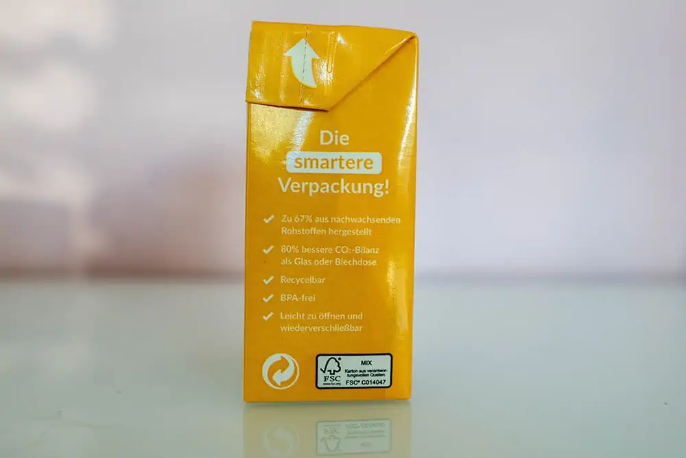 Mr Fred Huhn mit Reis Verpackung Tetra Packs