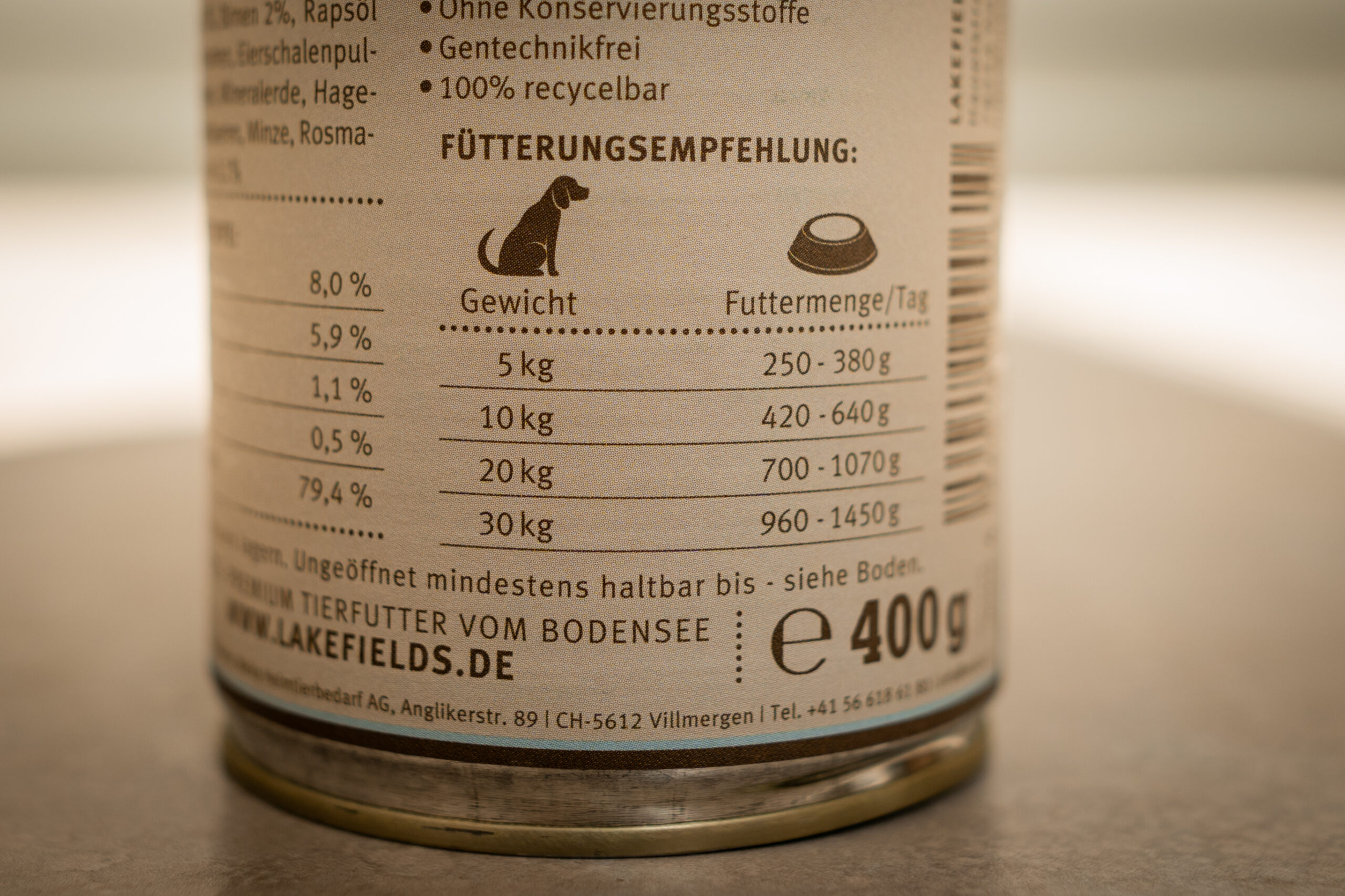 Lakefields Manufaktur Lamm Nassfutter für Hunde Test 05/2024