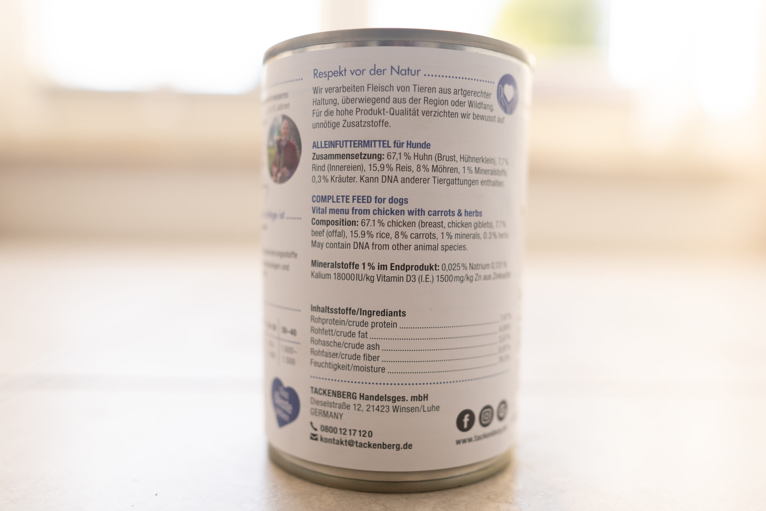 Zusammensetzung Tackenberg Vitalmenü vom Huhn