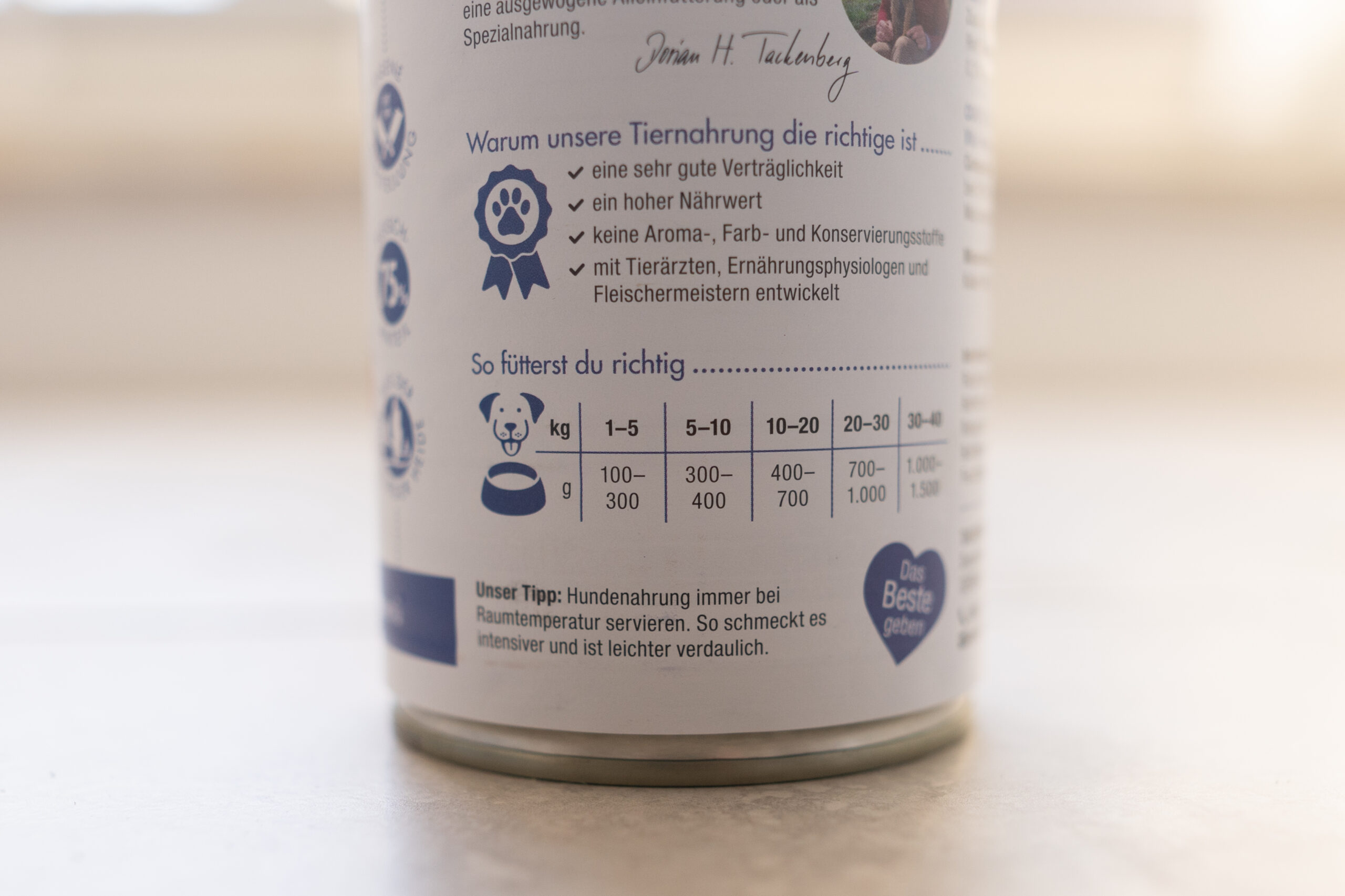 Futtermenge Tackenberg Vitalmenü