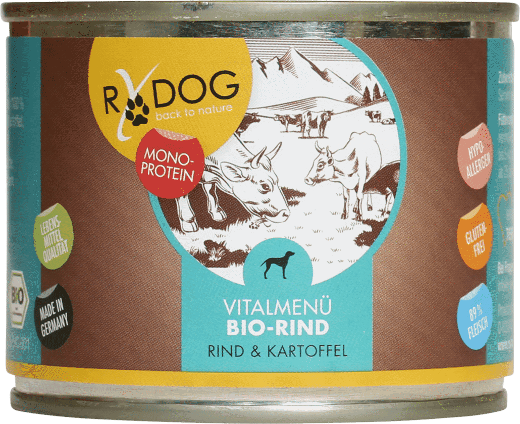 Monoprotein Hundefutter RyDog 200g Dose BIO Rind
