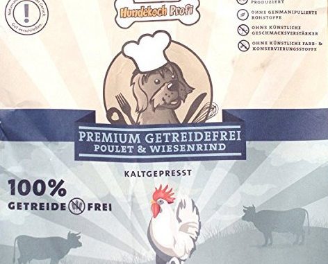 hundekoch-profi-getreidefrei Getreidefreies Hundefutter Poulet & Wiesenrind